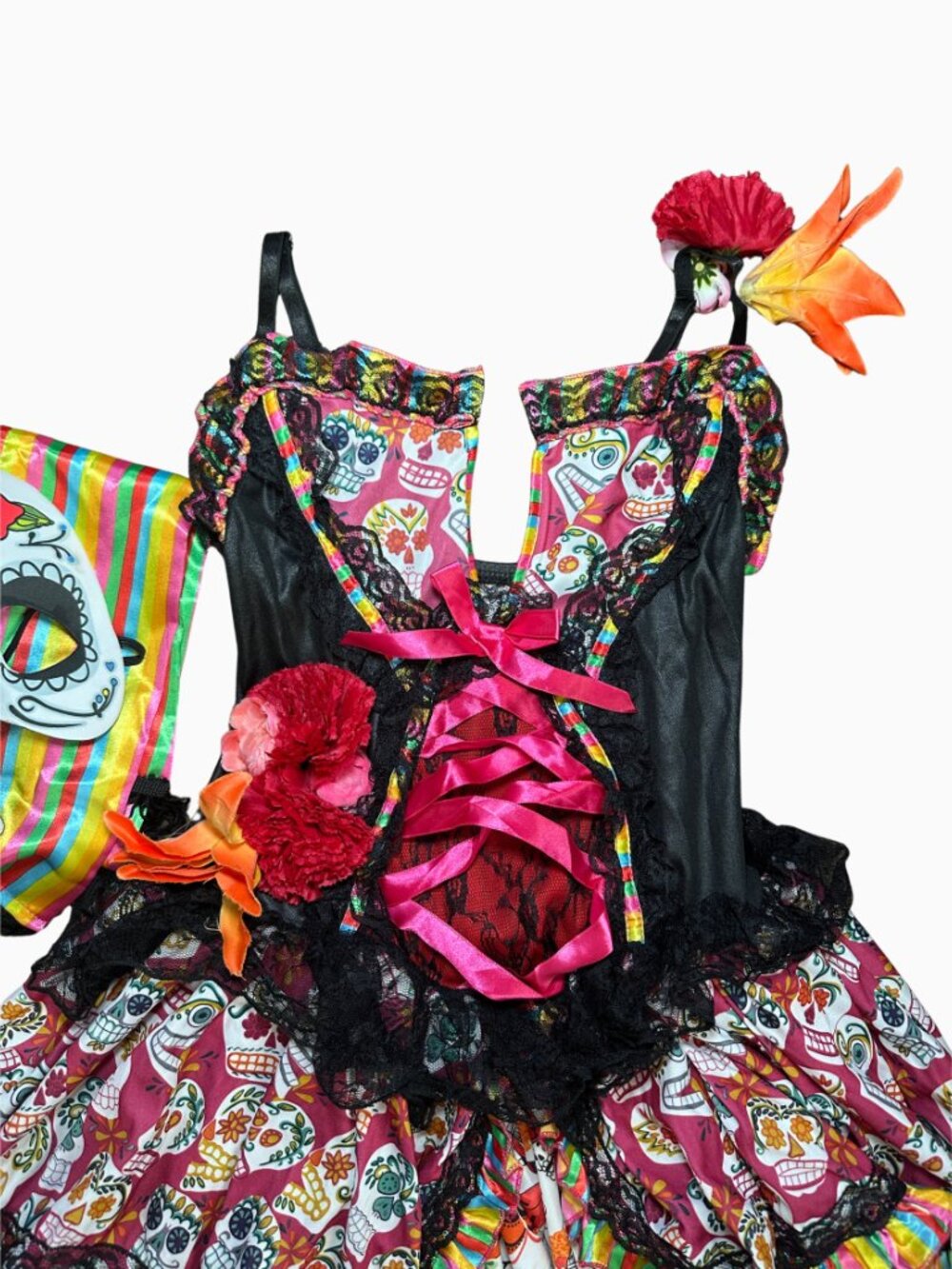 Party King Day of the Dead Sugar Skull Halloween Costume 3pc Set Small - Picture 4 of 8